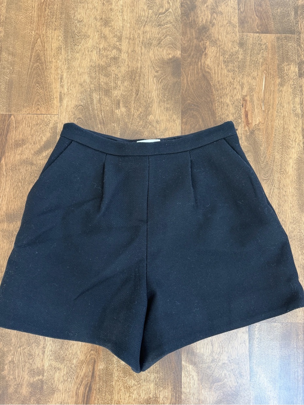 Sezane Black High-Waist Tailored Shorts